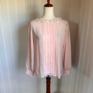 Vintage 70s/80s Pink Lace Academia Top 14